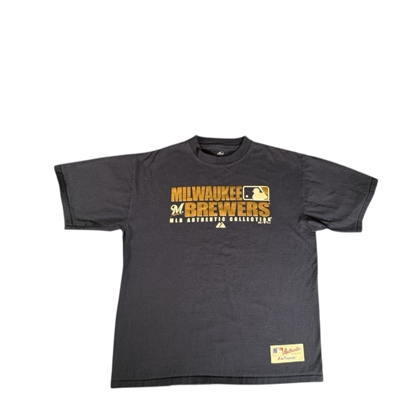 Vintage Milwaukee Brewers Majestic T-Shirt XL MLB Authentic Collection Navy Blue - Picture 9 of 9